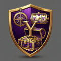YesVyroQuest Premium Social Casino Logo with adventure shield, compass, slot reel, and Y monogram in royal purple and treasure gold